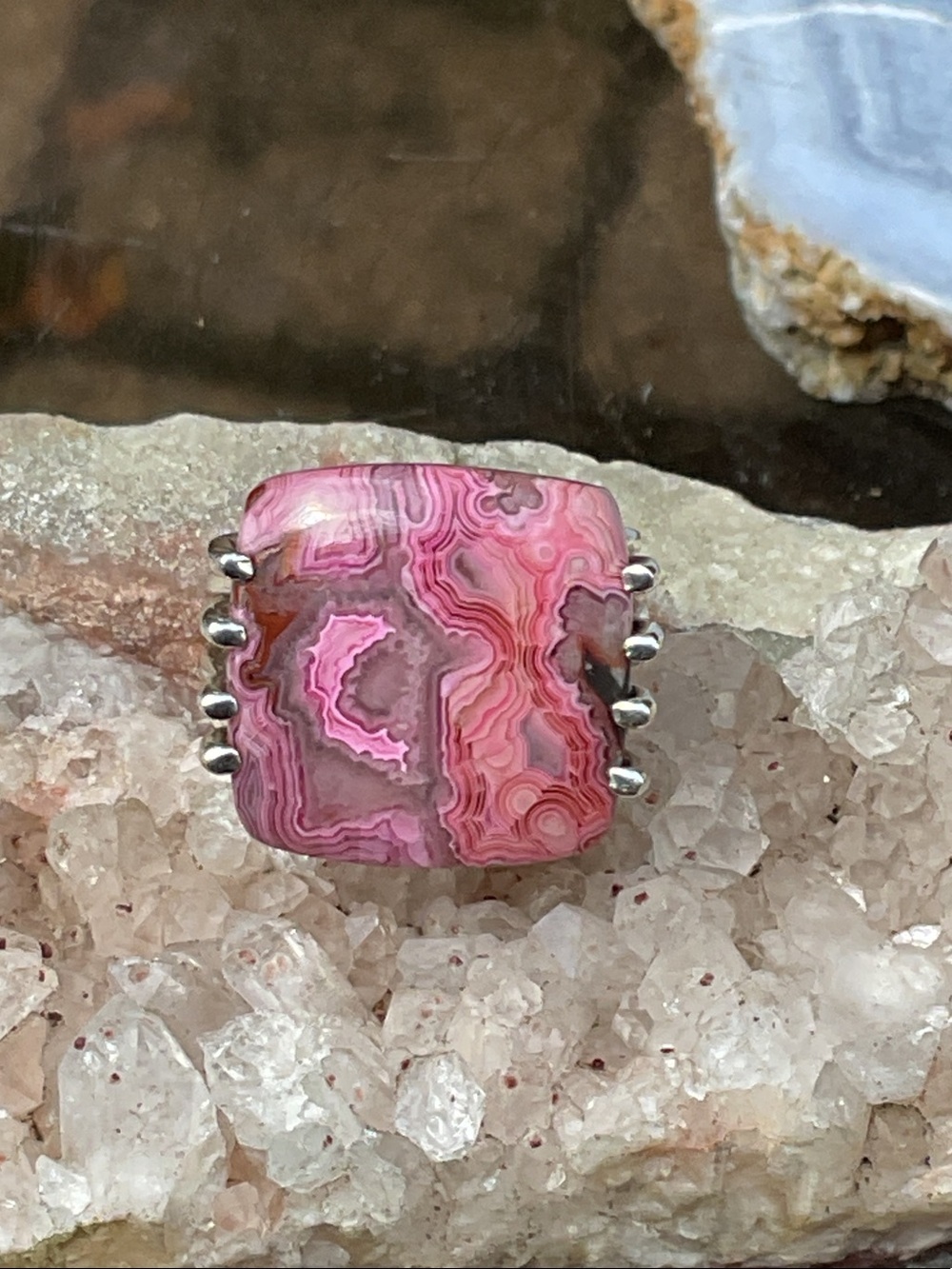 Laguna Lace Agate 925 Sterling Silver Ring, Size 7